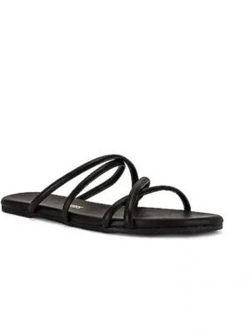 TKEES Leather Black Strappy Slide Sandals Anthropologie